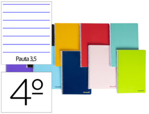 CUADERNO ESPIRAL LIDERPAPEL CUARTO SMART TAPA BLANDA 80H 60GR PAUTA 3,5MM CON MARGEN COLORES SURTIDOS