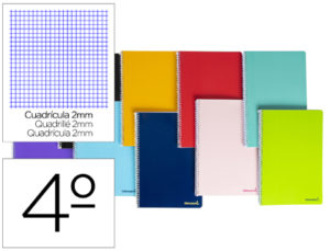 CUADERNO ESPIRAL LIDERPAPEL CUARTO SMART TAPA BLANDA 80H 60GR MILIMETRADO 2MM COLORES SURTIDOS