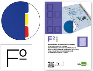 SEPARADOR LIDERPAPEL PLASTICO JUEGO DE 5 SEPARADORES FOLIO 16 TALADROS