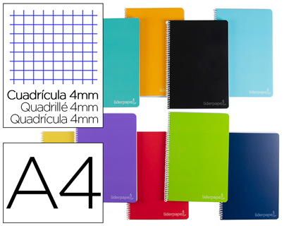 CUADERNO ESPIRAL LIDERPAPEL A4 MICRO WITTY TAPA DURA 140H 75GR HORIZONTAL 8MM 5 BANDAS 4 TALADROS COLORES SURTIDOS