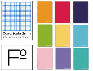 CUADERNO ESPIRAL LIDERPAPEL FOLIO WITTY TAPA DURA 80H 75GR MILIMETRADO 2MM COLORES SURTIDOS