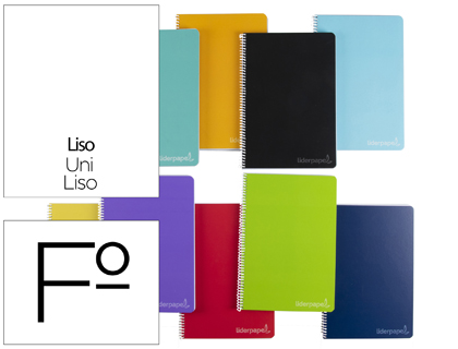 CUADERNO ESPIRAL LIDERPAPEL FOLIO WITTY TAPA DURA 80H 75GR LISO SIN MARGEN COLORES SURTIDOS