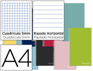 CUADERNO ESPIRAL LIDERPAPEL A4 MICRO JOLLY MULTIDISCIPLINA TAPA FORRADA 140H 75GR 28H 5MM 112H HRTAL.