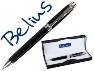 BOLIGRAFO BELIUS BASILEA NEGRO MATE PUNTA 1 MM TINTA AZUL MECANISMO HELICOIDAL EN ESTUCHE