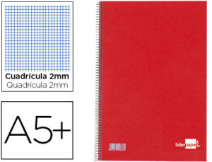 CUADERNO ESPIRAL LIDERPAPEL TAPA DURA ROJA CUARTO 80H RC 04 MILIMETRADO