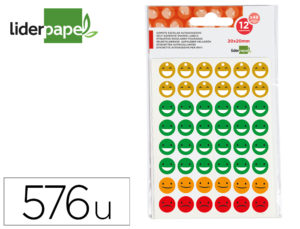 GOMETS ESCOLAR LIDERPAPEL CARAS BOLSA DE 12 HOJAS 48 CARAS POR HOJA COLORES SURTIDOS