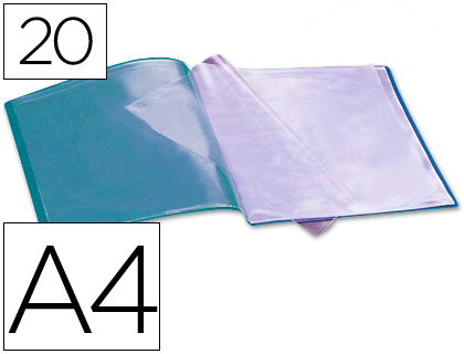 CARPETA LIDERPAPEL ESCAPARATE 20 FUNDAS POLIPROPILENO DIN A4 CELESTE OPACO