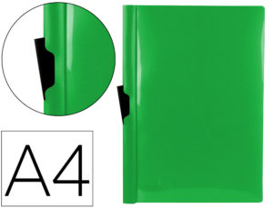 CARPETA LIDERPAPEL DOSSIER PINZA LATERAL POLIPROPILENO DIN A4 VERDE TRANSLUCIDO 60 HOJAS PINZA DESLIZANTE