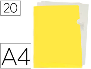 CARPETA LIDERPAPEL DOSSIER U ERO POLIPROPILENO DIN A4 AMARILLO FLUOR OPACO 20 HOJAS