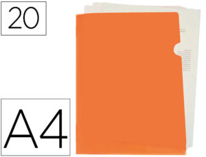 CARPETA LIDERPAPEL DOSSIER U ERO POLIPROPILENO DIN A4 NARANJA FLUOR OPACO 20 HOJAS