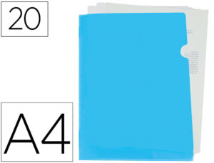 CARPETA LIDERPAPEL DOSSIER U ERO POLIPROPILENO DIN A4 CELESTE OPACO 20 HOJAS