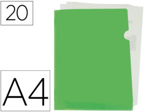 CARPETA LIDERPAPEL DOSSIER U ERO POLIPROPILENO DIN A4 VERDE MANZANA OPACO 20 HOJAS