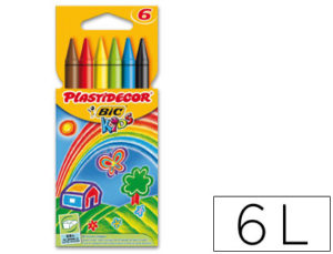 LAPICES CERA PLASTIDECOR CAJA DE 6 COLORES