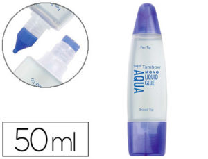 PEGAMENTO COLA LIQUIDA TOMBOW TRANSPARENTE AQUA PERMANENTE CON 2 PUNTAS 50 ML