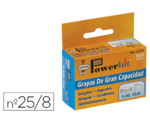 GRAPAS FLECHA POWEHIT 25/8 GRAN CAPACIDAD 8 MM CAJA DE 3000 UNIDADES