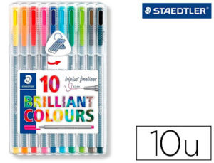 ROTULADOR STAEDTLER TRIPLUS BROADLINER 338 ESTUCHE PLASTICO DE 10 COLORES SURTIDOS