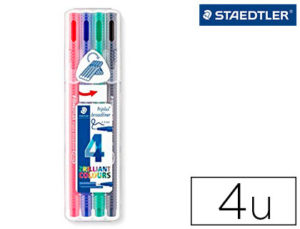 ROTULADOR STAEDTLER TRIPLUS BROADLINER 338 ESTUCHE PLASTICO DE 4 COLORES SURTIDOS