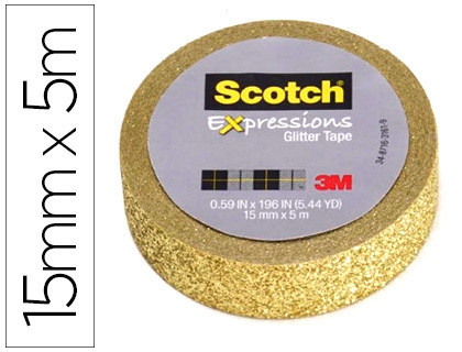 CINTA ADHESIVA SCOTCH WASHI TAPES PURPURINA ORO 5 MT X 15 MM