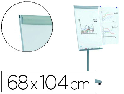 PIZARRA BLANCA ROCADA PARA CONFERENCIAS METALICA MAGNETICA CON RUEDAS 68X104 CM INCLUYE 2 BRAZOS LATERALES