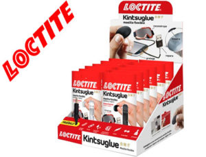 MASILLA REPARADORA LOCTITE KINTSU GLUE EXPOSITOR 16 UNIDADES 8 BLANCAS Y 8 NEGRAS