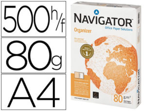 PAPEL FOTOCOPIADORA NAVIGATOR DIN A4 80 GRAMOS 2 TALADROS PAPEL MULTIUSO INK-JET Y LASER PAQUETE DE 500 HOJAS