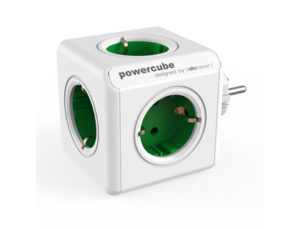 REGLETA POWERCUBE ORIGINAL CON 5 TOMAS VERDES FORMA DE CUBO