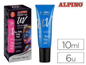 MAQUILLAJE ALPINO FLUORESCENTE BAJO LUZ ULTRAVIOLETA AZUL TUBO 10 ML CAJA DE 6 UNIDADES