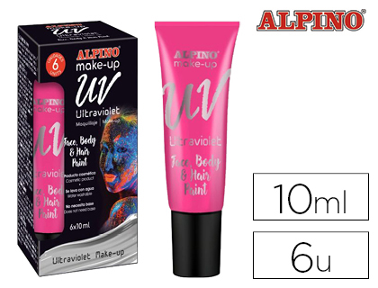 MAQUILLAJE ALPINO FLUORESCENTE BAJO LUZ ULTRAVIOLETA ROSA TUBO 10 ML CAJA DE 6 UNIDADES