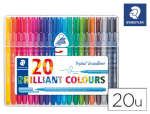 ROTULADOR STAEDTLER TRIPLUS BRILLIANT COLOURS BROADLINER ESTUCHE DE 20 UNIDADES COLORES SURTIDOS