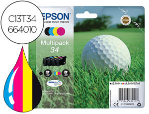INK-JET EPSON 34 WORKFORCE PRO WF-3720 / WF-3720DWF / WF-3725DWF PACK NEGRO AMARILLO CIAN Y MAGENTA 300