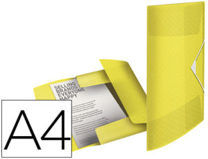 CARPETA ESSELTE GOMAS TRES SOLAPAS COLOUR ICE POLIPROPILENO DIN A4 COLOR AMARILLO