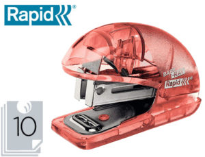 GRAPADORA RAPID MINI BABY RAY COLOUR ICE F4 CAPACIDAD 10 HOJAS USA GRAPAS 24/6 Y 26/6 COLOR ALBARICOQUE EN BLISTER