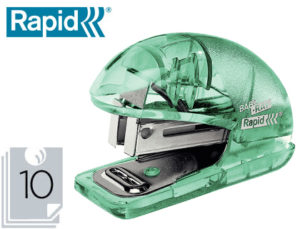 GRAPADORA RAPID MINI BABY RAY COLOUR ICE F4 CAPACIDAD 10 HOJAS USA GRAPAS 24/6 Y 26/6 COLOR AZUL EN BLISTER