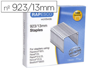 GRAPAS RAPESCO GALVANIZADA 923/13 CAJA DE 1000 UNIDADES