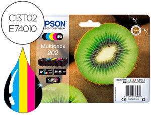 INK-JET EPSON 202 XP-6000 / XP-6005 / XP-6100 / XP-6105 PACK 5 NEGRO AMARILLO CIAN MAGENTA PHOTO NEGRO 300 PAG