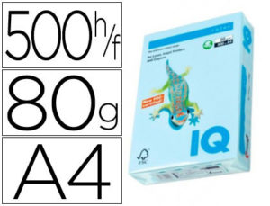 PAPEL COLOR IQ MULTIFUNCION AZUL PASTEL 80G/M2 PAQUETE DE 500 HOJAS