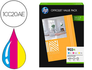 INK-JET HP 903XL OFFICEJET 6950 / 6951 / 6954 / 6962 / 6960 / 6970 / 6975 PACK 3 COLORES CIAN MAGENTA AMARILLO