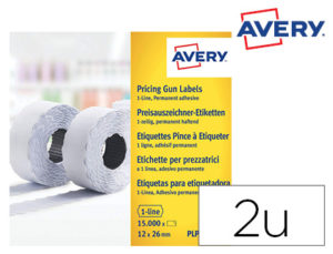 ETIQUETA AVERY 1 LINEA ADHESIVO PERMANENTE 26X12 MM BLANCA ROLLO DE 1500 UNIDADES CAJA DE 10 UNIDADES
