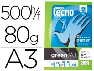 PAPEL FOTOCOPIADORA TECNO GREEN 100% RECICLADO DIN A3 80 GRAMOS PAQUETE DE 500 HOJAS