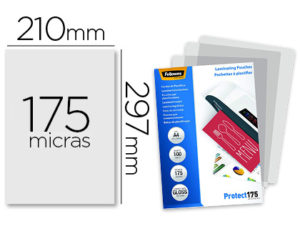 BOLSA DE PLASTIFICAR FELLOWES BRILLO DIN A4 175 MICRAS PACK 100 UNIDADES