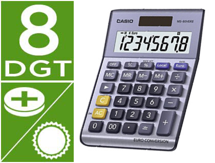 CALCULADORA CASIO MS-80VERII SOBREMESA 8 DIGITOS TAX +/- COLOR AZUL