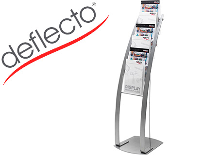 EXPOSITOR SUELO DEFLECTO DIN A4 VERTICAL 6 BANDEJAS BASE ACERO CONTEMPORARY COLOR PLATA 380X1250X420 MM