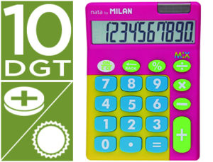 CALCULADORA MILAN MIX 10 DIGITOS ROSA EN BLISTER