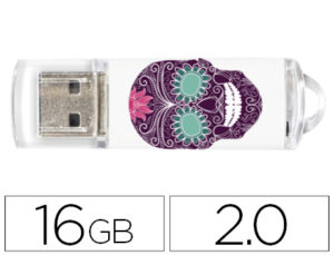 MEMORIA USB TECHONETECH FLASH DRIVE 16 GB 2.0 CALAVERA MAYA
