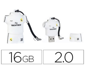 MEMORIA USB TECHONETECH FLASH DRIVE 16 GB 2.0 EQUIPACION FUTBOL MERENGUE