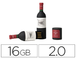 MEMORIA USB TECHONETECH FLASH DRIVE 16 GB 2.0 BOTELLA DE VINO