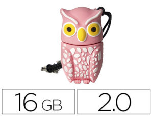 MEMORIA USB TECHONETECH FLASH DRIVE 16 GB 2.0 BUHO PLUMI PINK