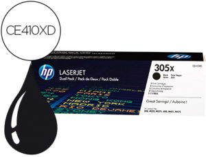 TONER HP LASERJET PRO 305X 300 M351 M375 400 M451 M475 NEGRO PACK DE 2 UNIDADES 4000 PAGINAS