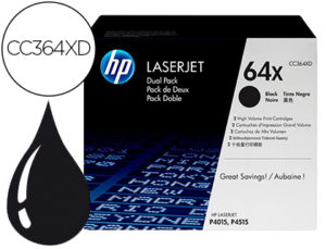 TONER HP LASERJET 64 X P4015 P4515 NEGRO PACK DE 2 UNIDADES 24000 PAGINAS