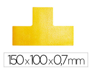 SIMBOLO ADHESIVO DURABLE PVC FORMA T PARA DELIMITACION SUELO AMARILLO 150X100X0,7 MM PACK DE 10 UNIDADES